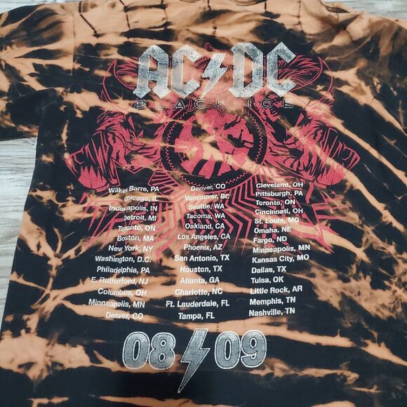 ACDC Black Ice Tour Shirt Reverse Tye Dye Shirt Size Small Hand Tye Dyed - Picture 4 of 4